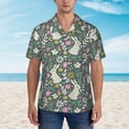 thumbnail image 4 of Lsque Retro Bunny Floral pattern Hawaiian Shirt for Men, Unisex Summer Beach Casual Short Sleeve Button Down Shirts-Small, 4 of 9
