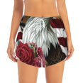thumbnail image 2 of Picia Eagle With Hat And Roses Pattern Women's 2 in 1 Athletic Running Shorts High Waisted Workout Casual Gym Sweat Shorts with Comfy Liner Zipper Pockets-Small, 2 of 9
