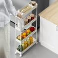 thumbnail image 2 of Slim Storage Cart 4 Tier, Mobile Shelving Unit for Office, Kitchen, Bathroom & Narrow Spaces, White, 2 of 6