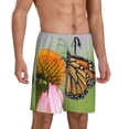 thumbnail image 2 of Haiem A monarch butterfly Pattern Men's Pajama Short with Soft Woven Cotton Elastic Waistband Sleep Short-Medium, 2 of 6