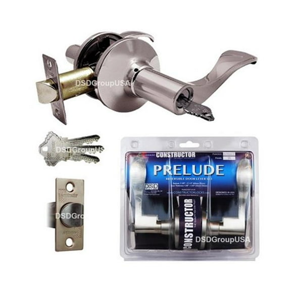 Constructor Prelude Entry Lever Door Lock with Knob Handle Lockset, Satin Nickel