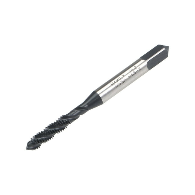 Unique Bargains M4 x 0.7 Spiral Flute Thread Tap, Metric Machine Threading Tap HSS Nitriding Coated, Round Shank with Square End
