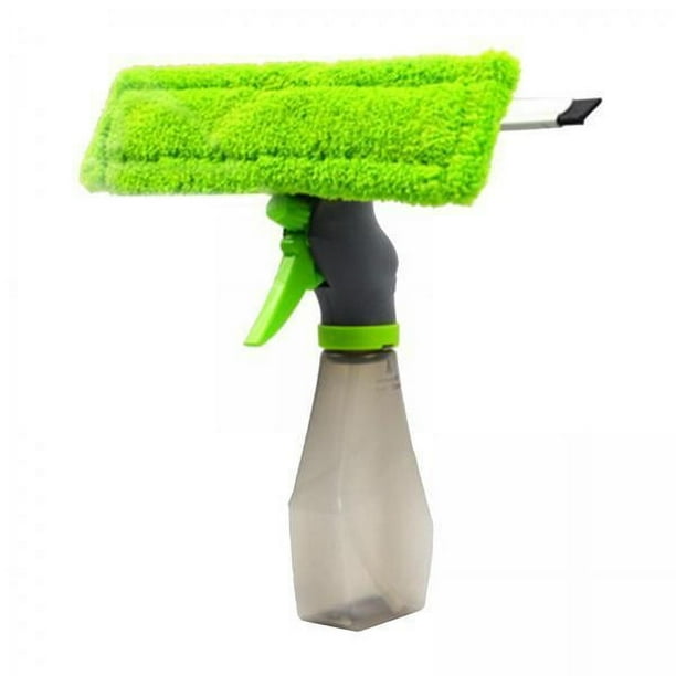Limpiador de ventanas,Kit de herramientas de limpieza de ventanas multifunción 3 en 1,Escurridor de doble cara con cabezal de paño de microfibra,Limpieza de vidrio con botella rociadora de