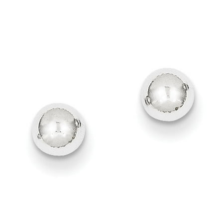 14k White Gold Polished 5mm Ball Post Earrings