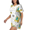 thumbnail image 2 of Bingfone Dinosaur on Excavator Print Pajamas Sets for Women Soft Short-Sleeved Pjs with Lounge Shorts Two Piece Sleepwear, 2 of 8