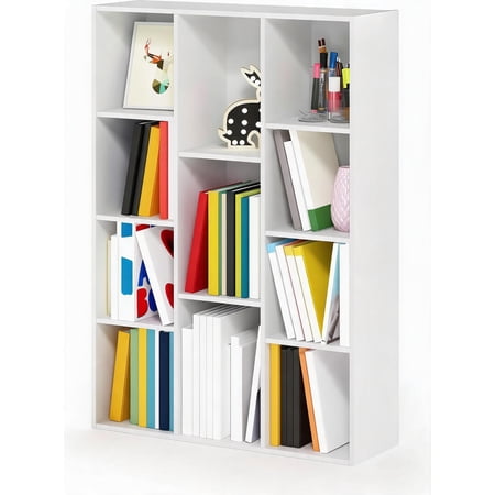 11-Cube Book Shelf with Reversible Design, Wood, White Bestseling