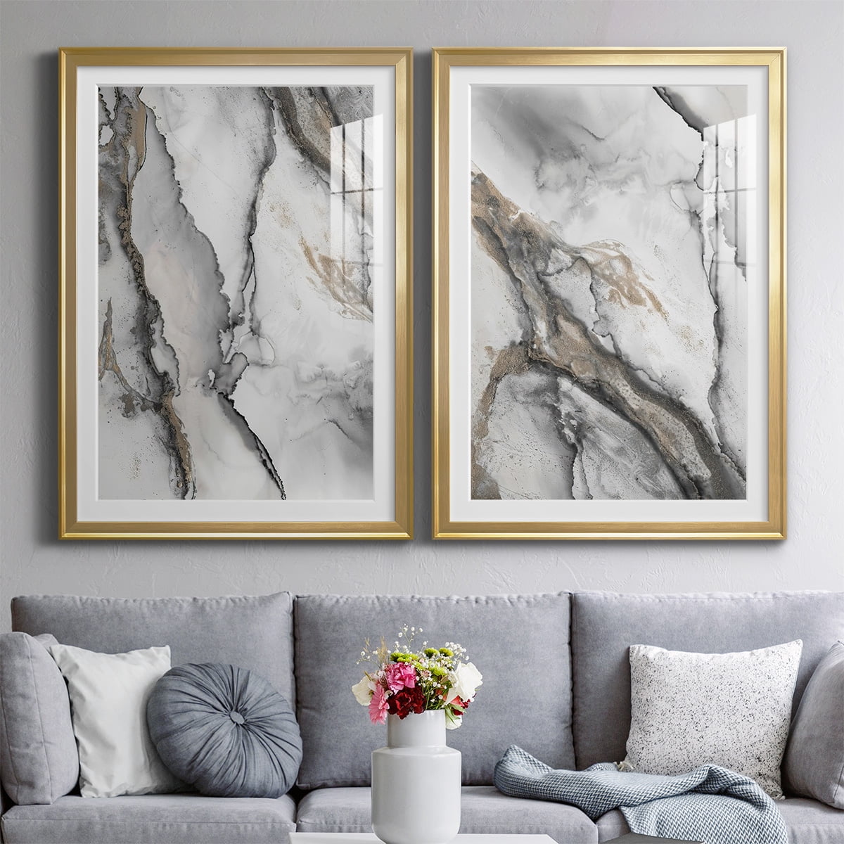 Wexford Home Abstract Ink Fantasy I Premium Framed Print, 22.5" x 30.5" - Ready to Hang, Gold (Set of 2)