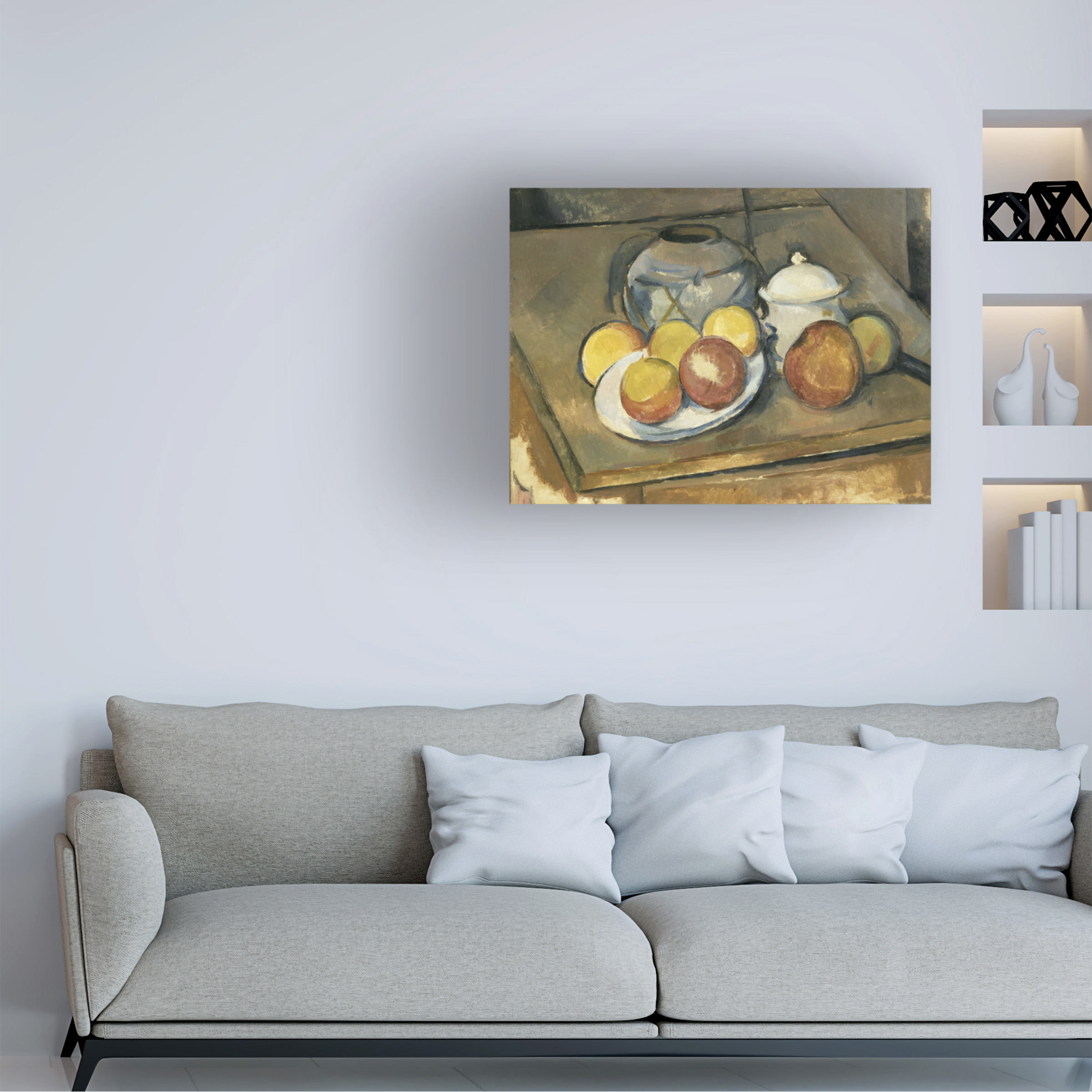 Cezanne 'Strawtrimmed Vase Sugar Bowl And Apples' Canvas Art