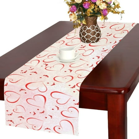 Mypop Abstract Red Heart Long Table Runner 16x72 Incheses