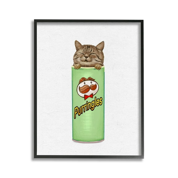 Stupell Industries Kitten in Chips Tin Animals & Insects Painting Black Framed Art Print Wall Art, 11 x 14