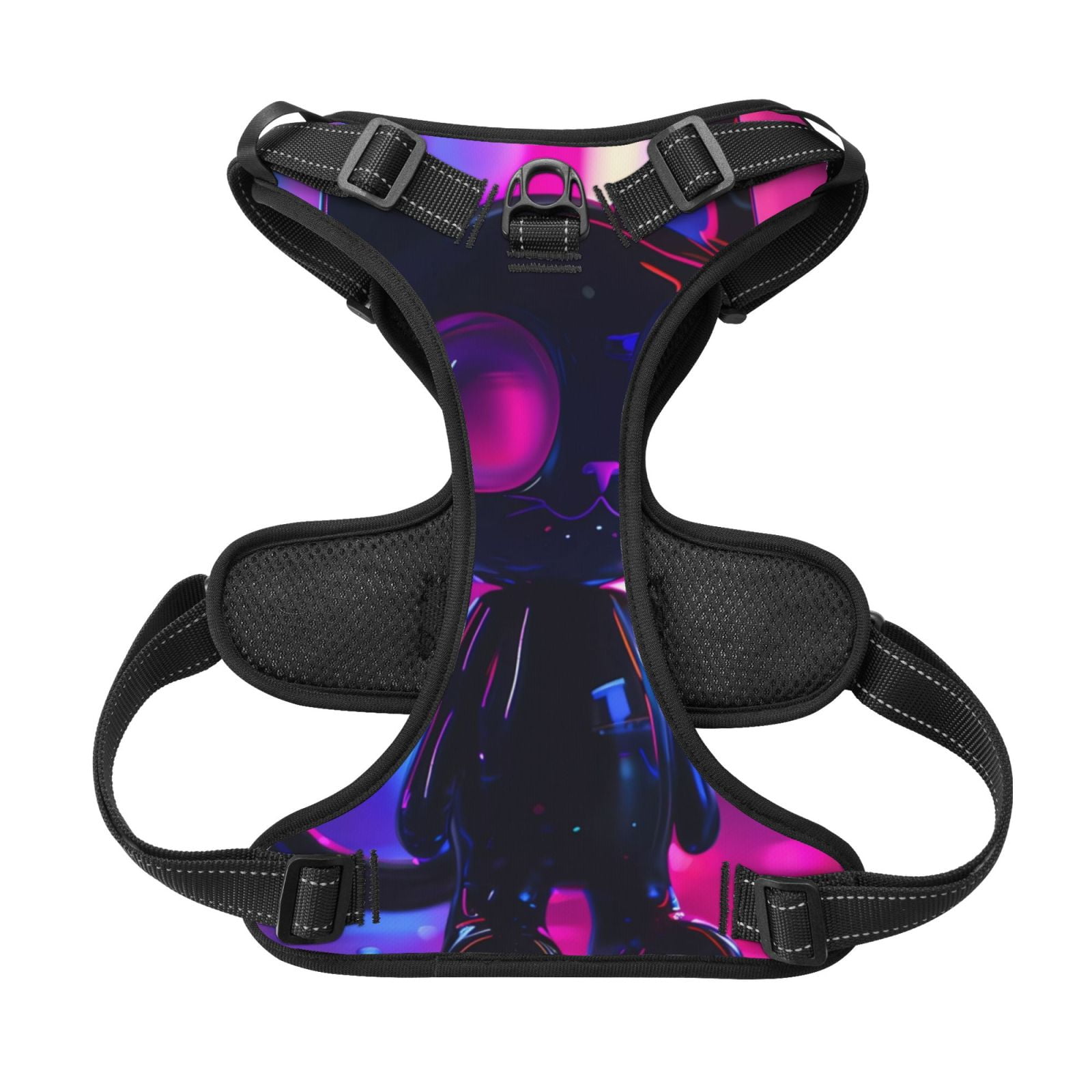 Picia Neon Toy Cat Reflections No-Pull Dog Harness Reflective Front Clip Vest with Handle,Step-in Air Dog Harness,Adjustable 2 Metal Rings 4 Buckles,Easy to Put on & Take Off X-Large