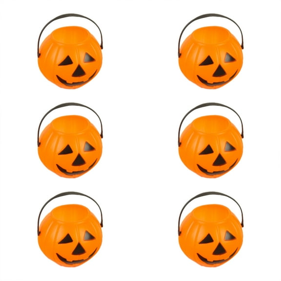 SUSHANG 6Pcs Halloween Decorations Pumpkin Bucket Halloween Gifts Tote Bag Bucket Candy Basket