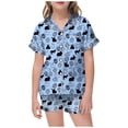 thumbnail image 1 of MIASHUI Ensemble de Pyjama de Pâques 2 Pcs Garçon Fille Haut à Manches Courtes et Pantalon, Bleu Clair, 2-3 Ans, 1 of 5