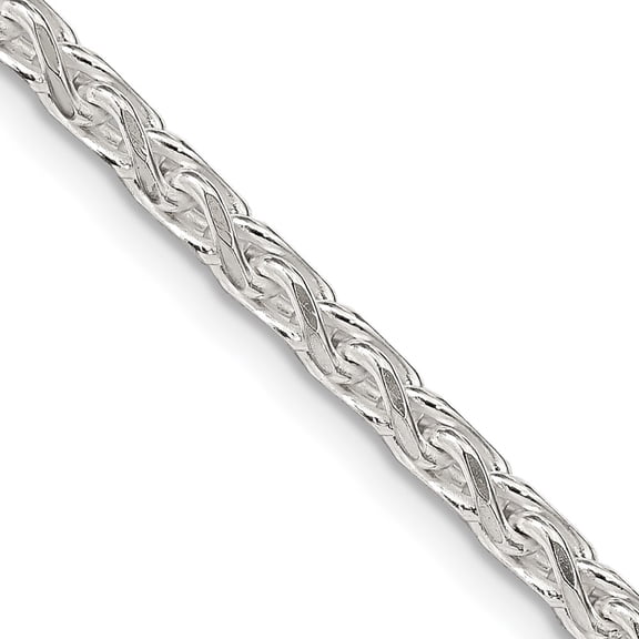 925 Sterling Silver Spiga Wheat Chain Styles Necklace 3.5 mm Diamond-cut Round 18 inch
