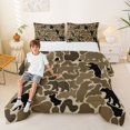 thumbnail image 2 of Castle Fairy Camo Bear Silhouette Queen Comforter Set 3 Pieces,Jungle Wildlife Comforter Sets Queen,Taupe Dark Brown,Grey Reversible,1 Comforter and 2 Pillowcases, 2 of 6