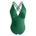 thumbnail image 6 of RUTAYY Swimwear Swimsuits For Women Ruched Bathing Suits Strappy V-Neck Monokini Pool Beachwear, 6 of 7