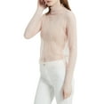 thumbnail image 4 of Womens Long Sleeve Mesh Layering Top Korean Elegant Embroidery Floral Lace Mock Neck Sheer See Through T-Shirts, 4 of 8
