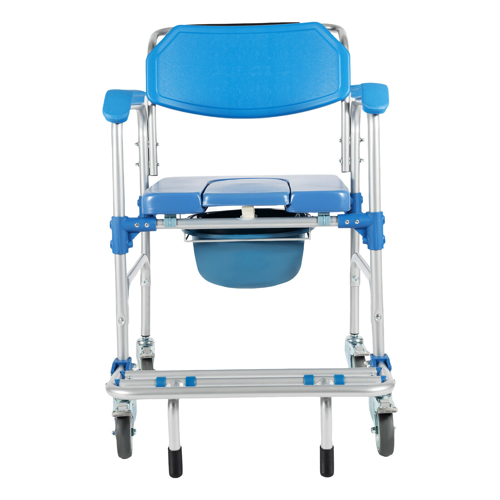 Elderly Shower Wheelchair,350lb Beside Commodes,Shower Potty Transport Chair,Bath Wheelchair Hight Adjustable,Flip Up Footrests Perfect for Handicap Disabled Travel Use