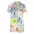 thumbnail image 6 of Sakmal Short Sleeve Womens Pajama Sets Shorts Pant Floral Satin Button Down Women'S Sleepwear, 6 of 9