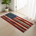 thumbnail image 6 of Kitchen Runner Rugs, Retro American Flag Star and Stripe 2'x6' Throw Rug with Tassels, Farmhouse Wooden Plank Washable Soft Floor Carpet Runner for Hallway Bedroom Bathroom Laundry Room, 6 of 9