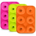 thumbnail image 1 of Moldes para donas, paquete de 3, moldes antiadherentes de silicona de tamaño completo para donas, galletas, panecillos, muffins, 3 colores, 1 of 5