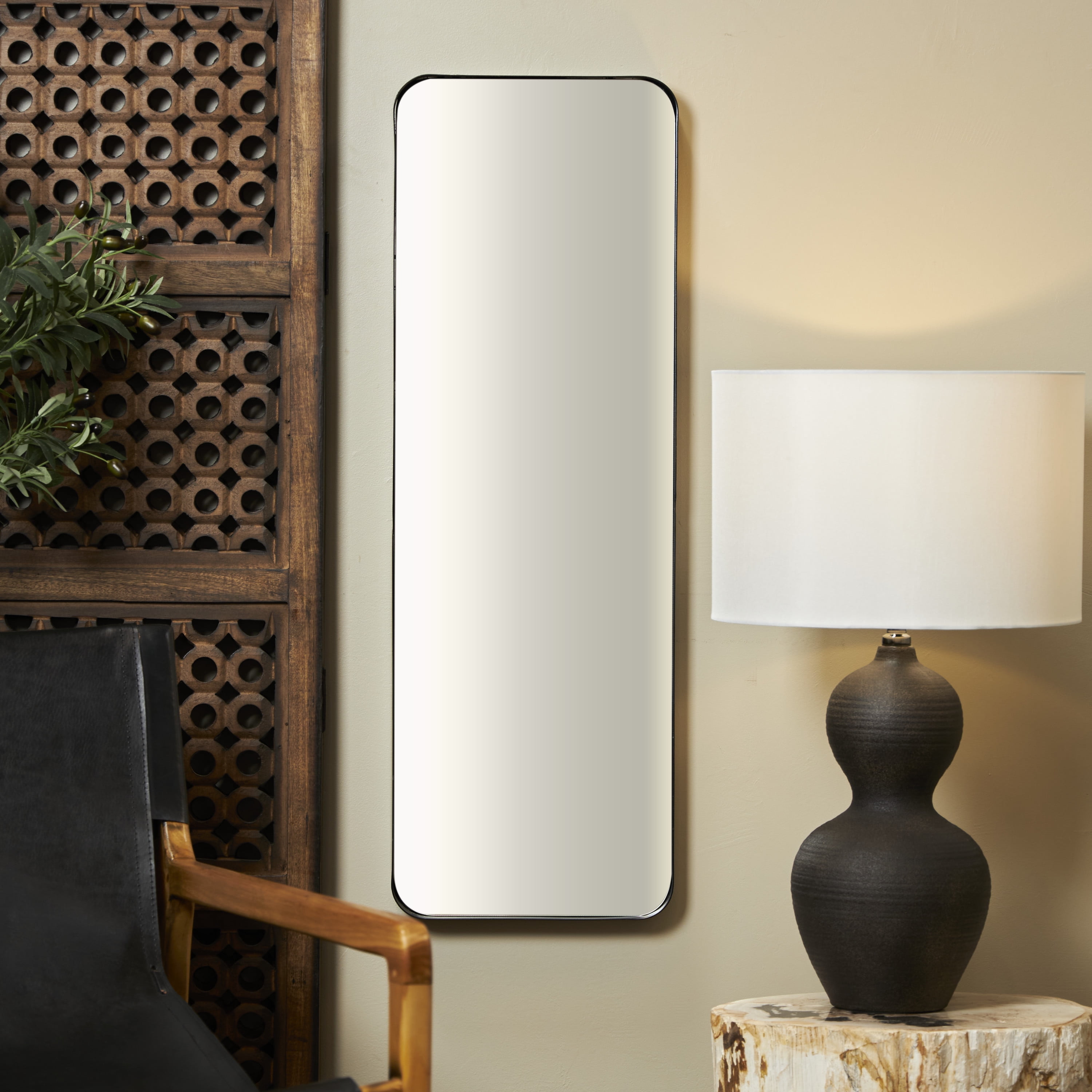 DecMode 12" x 36" Black Wall Mirror with Thin Frame - Walmart.com