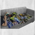 thumbnail image 6 of Ocean Soft Flannel Fleece Throw Blanket, Collage of Underwater Photos with a Group of Tropical Art Fish Oceanic Pattern, Cozy Plush for Indoor and Outdoor Use, 50" x 70", Yellow Blue, by Ambesonne, 6 of 6