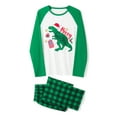 thumbnail image 3 of EYIIYE Family Christmas Pajamas Matching Sets, Cartoon Dinosaur Print Long-Sleeved Tops + Elastic Waist Plaid Pattern Trousers, 3 of 10