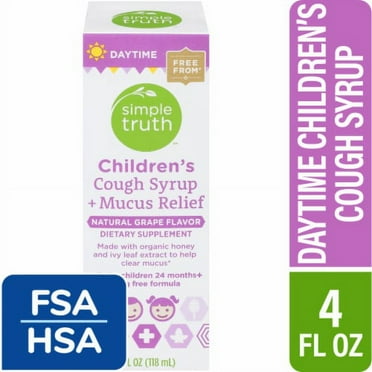 2X - Simple Truth Children's Cough Syrup   Mucus† Relief Daytime Grape Flavored