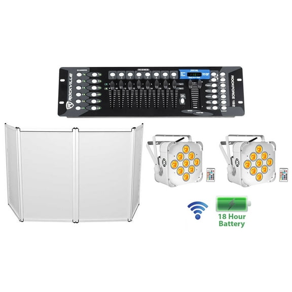 (2) Rockville BEST PAR 60 White Rechargeable Wireless Wash Lights Facade Control