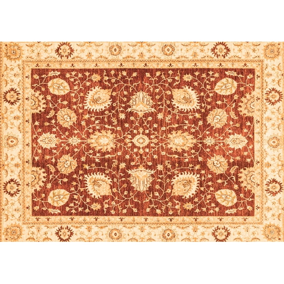 Ahgly Company Indoor Rectangle Oriental Orange Modern Area Rugs, 4' x 6'