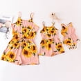 thumbnail image 2 of IBTOM CASTLE Mommy and Me Dresses Outfits Floral Sling Family Matching Romper V Neck Clothes Suit Set for Mother and Daughter 6-9 Months Pink Sunflower, 2 of 8