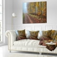 thumbnail image 2 of Designart Raising Sun in Fall Forest Panorama - Forest Throw Pillow - 16x16, 2 of 4