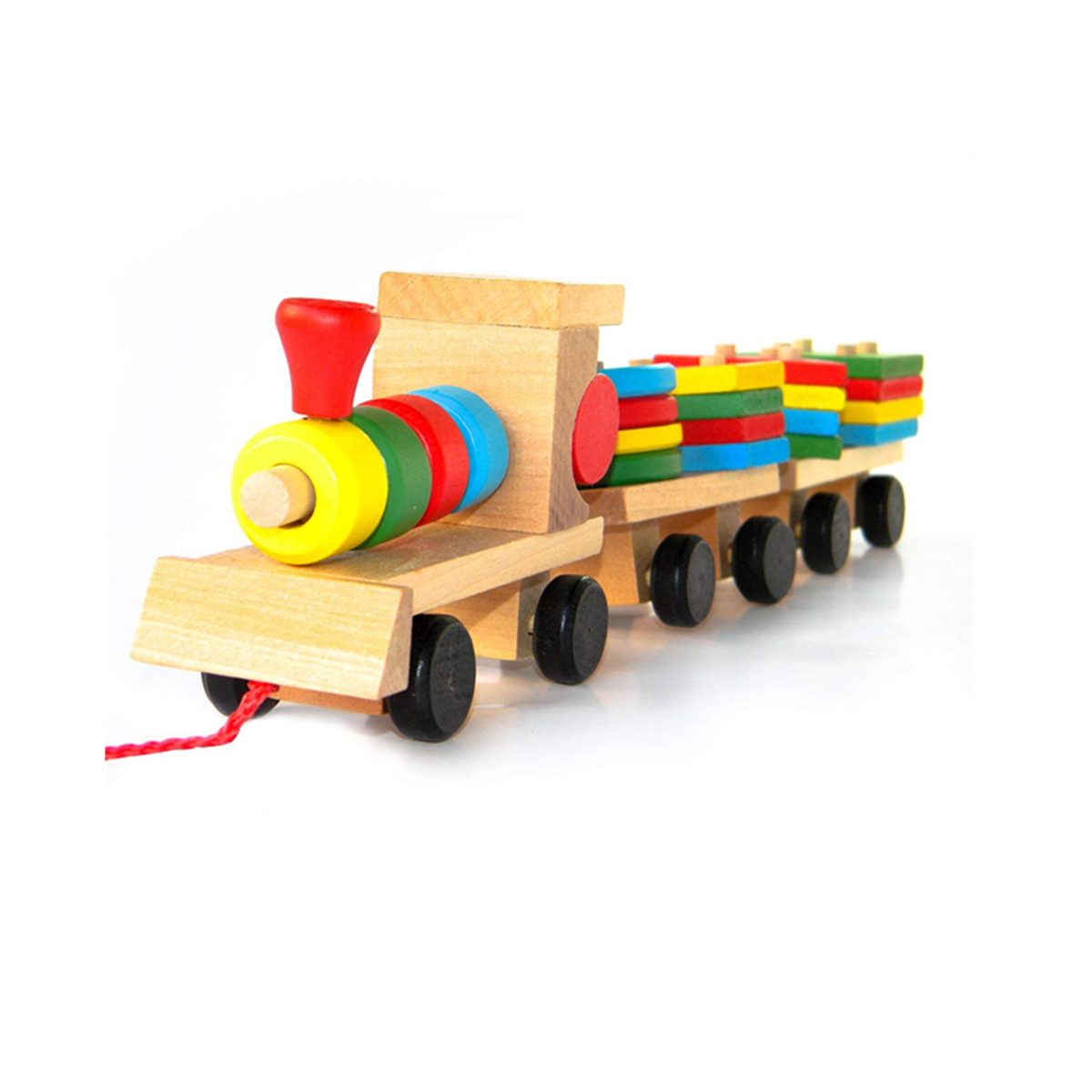 NonToxic Wooden Toy Stacking Learning Train Wooden Blocks Practice