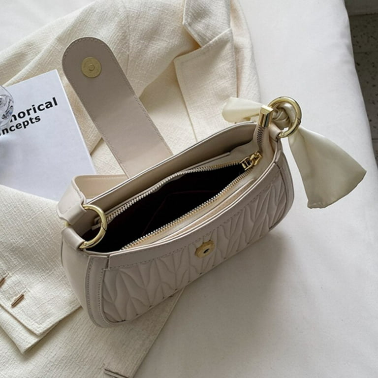 CoCopeaunt New Beige Shoulder Bags for Women Luxury Soft Pu Crossbody Bag  Silk Scarf Decoration Chain Handbag Lady Small Flap Messenger Bag 