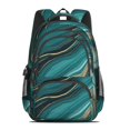 thumbnail image 2 of Blue and Gold Marble Pattern Backpack for School, Cute School Bag with Adjustable Shoulder Straps and Padded Back, 16.9"x12.6"x5.9", 2 of 5