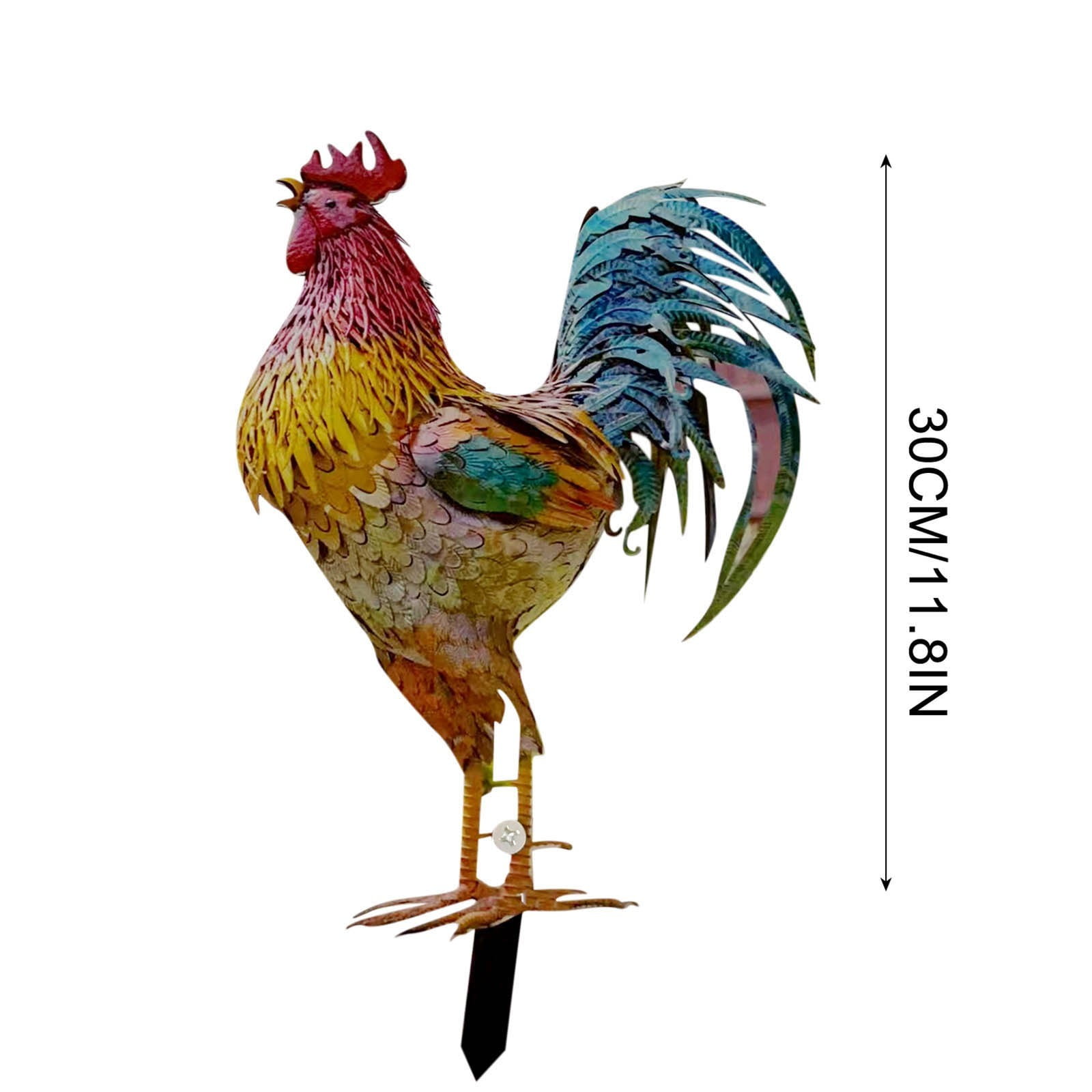 Ikohbadg Metal Rooster Statues Outdoor Garden Statues Metal Chicken ...