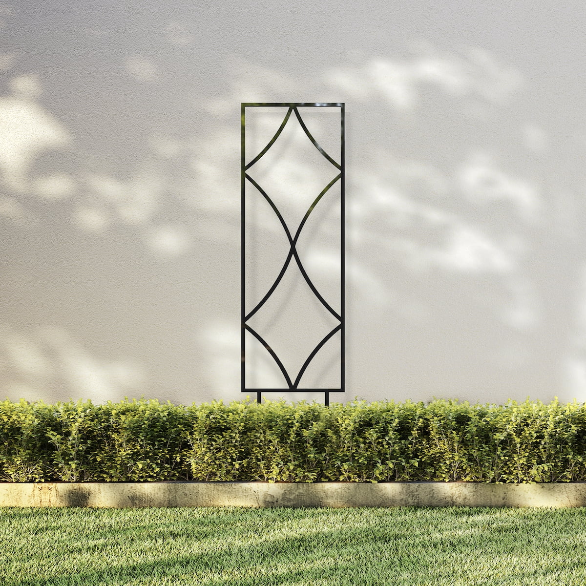 Expert Gardener 48in H x 12in W Black Steel Diamond Garden Trellis with spiked Feet