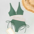 thumbnail image 5 of ZEHJUHAN Color Block High Waist Bikini Set - Two-Piece Tummy Control Swimsuit with Backless Design For Women Green，S, 5 of 9