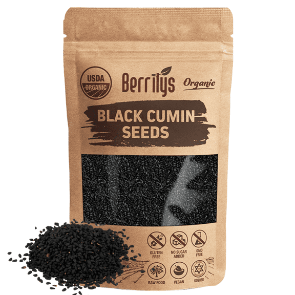Berrilys, Organic Black Seeds, 16oz, also known as Nigella Sativa, Kalonji & Black Cumin Seeds, Herbs, Spices