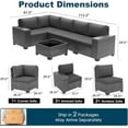 thumbnail image 5 of ELPOSUN Outdoor Sectional Furniture Set 6-Piece Gray Rattan Wicker Conversation Sofa Set with Glass Top Table and Waterproof Covers,Gray Cushions, 5 of 8