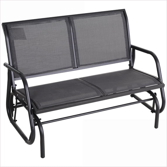 Outdoor 2-Person Glider Bench, Powder Coated Steel Rocking Loveseat for Patio Backyard Garden Porch, Slate Gray |Grey|Steel