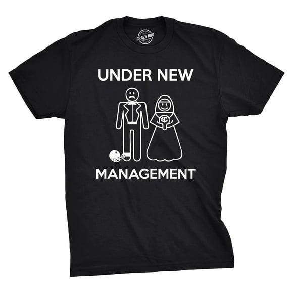 Mens Under New Management Funny Wedding Bachelor Party Novelty Tee for Guys Graphic Tees