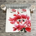 thumbnail image 3 of Ambesonne Art Quilted Bedspread Set 3 Pcs, Japanese Ink Wash Painting, Queen Size, Red Sage Green, 3 of 3