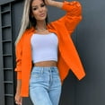 thumbnail image 5 of Lilgiuy Women Casual Solid Long Sleeve Turn-down Collar Cardigan Buttons Blouse Tops(Orange,8) Winter Fashion 2022, 5 of 5