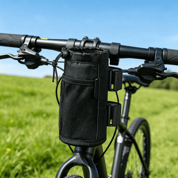 Bike Bottle Holder,Large Bicycle Cup Holder with Mesh Pockets Phone Bag, Compatible with Road Bike MTB E-Bike Scooter Wheelchair 1PCS