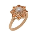 thumbnail image 1 of LBG British Made 9k Rose Gold Womens Ring Cultured Pearl & Citrine Statement Ring - 33 size options - Size 7.5, 1 of 6