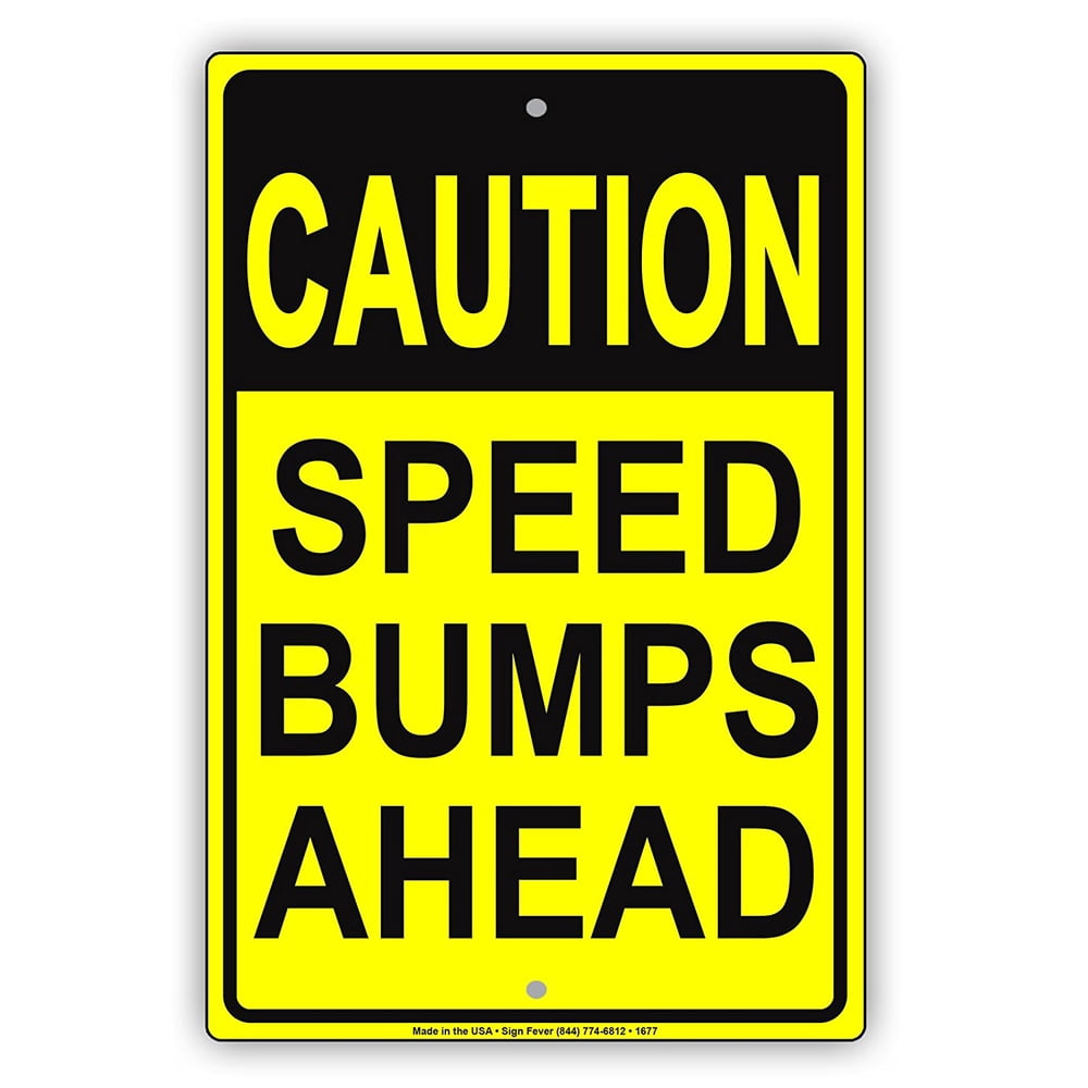 Señal Metálica De Advertencia 'Speed Bumps Ahead' De Eletina - Placa De Lata 12x8 Pulgadas (30x20cm) Para Decoración De Pared, Garage O Vía Pública - Metal Resistente