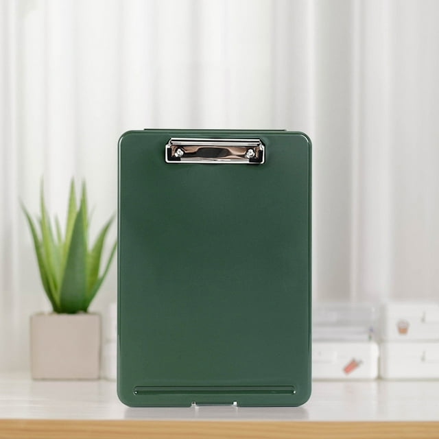 Clipboard with Storage, Plastic Storage Clipboard with Low Profile Clip, Heavy Duty Nursing Clipboards Foldable, Waterproof Coaches Clipboard Case, Letter Size Smooth Writing,Vintage Green