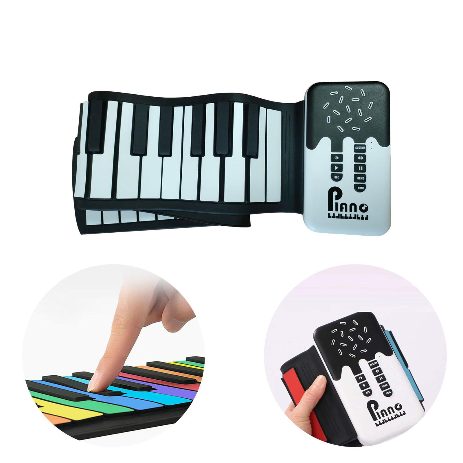 LeeQinersw Roll up Piano Roll Out Electronic Piano Keyboard Rechargeable Lightweight Sturdy black white keys